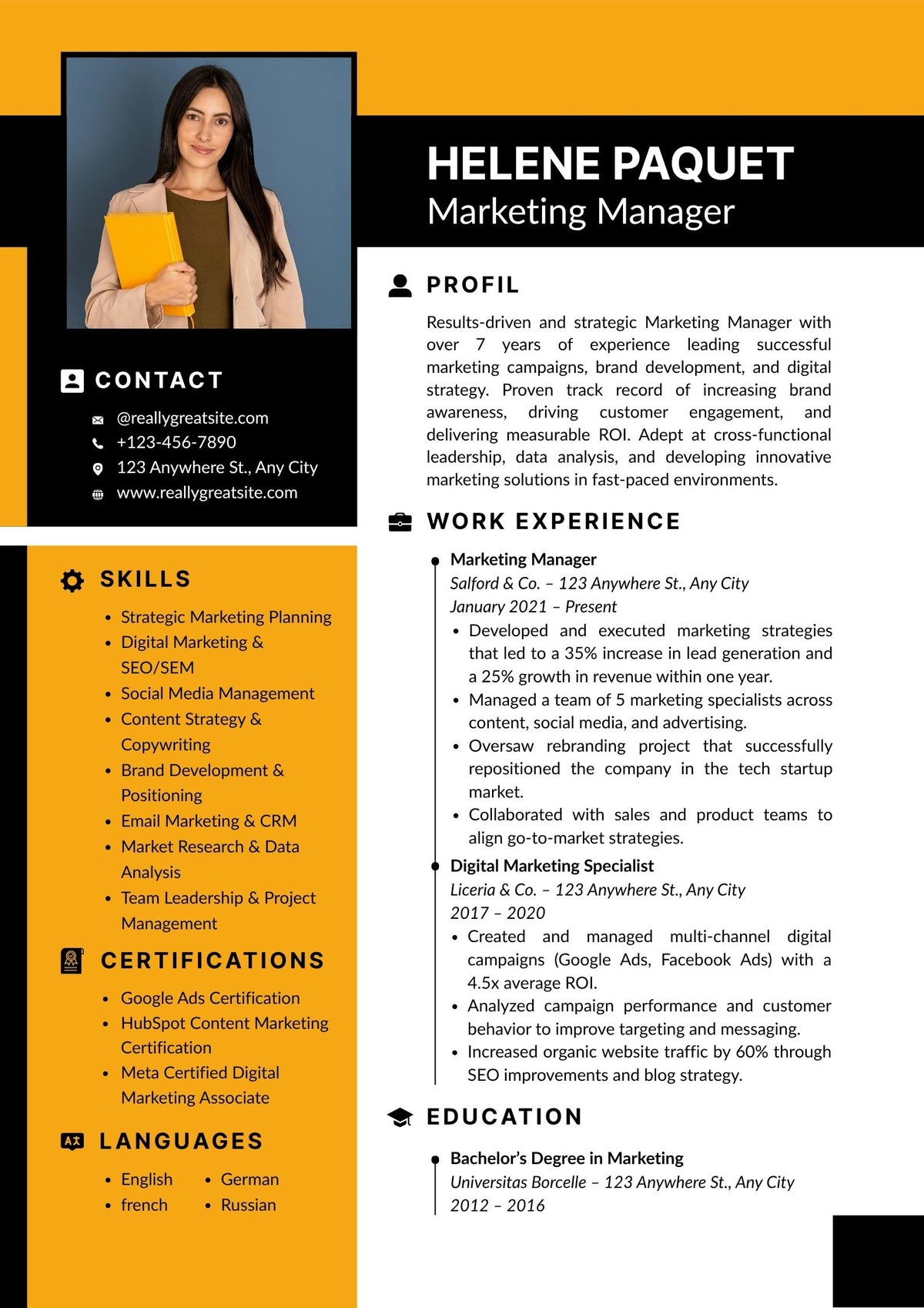 Editable Professional Resume Template | Modern CV Template | ATS-Friendly Resume | Canva & Word Resume Template